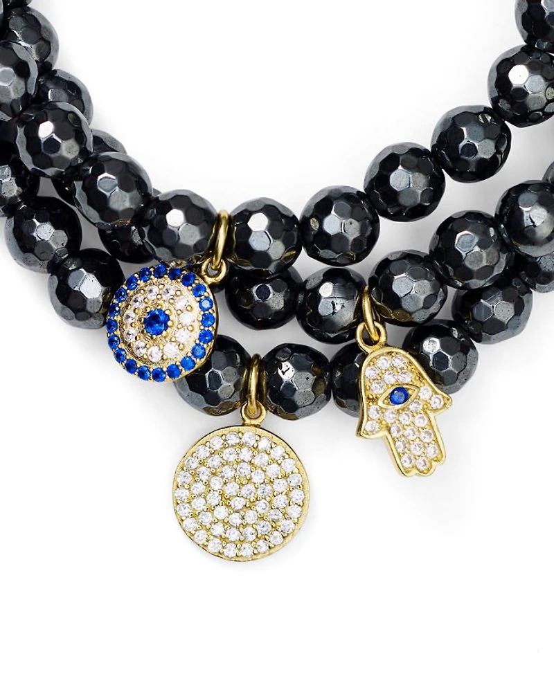Beaded Bracelets in Gold Tone-Plated Sterling Silver and Hematite Tone-Plated Sterling Silver - Exclusive