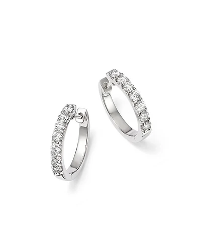 Diamond Small Hoop Earrings in 14K White Gold, 0.70 tcw