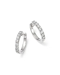 Diamond Small Hoop Earrings in 14K White Gold, 0.70 tcw