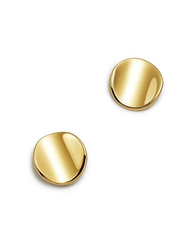 Curved Circle Stud Earrings in 14K Yellow Gold - Exclusive