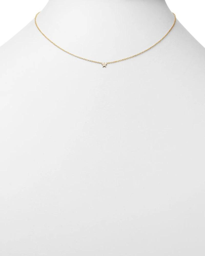 14K Yellow Gold Itty Bitty Diamond Star Pendant Necklace, 16"