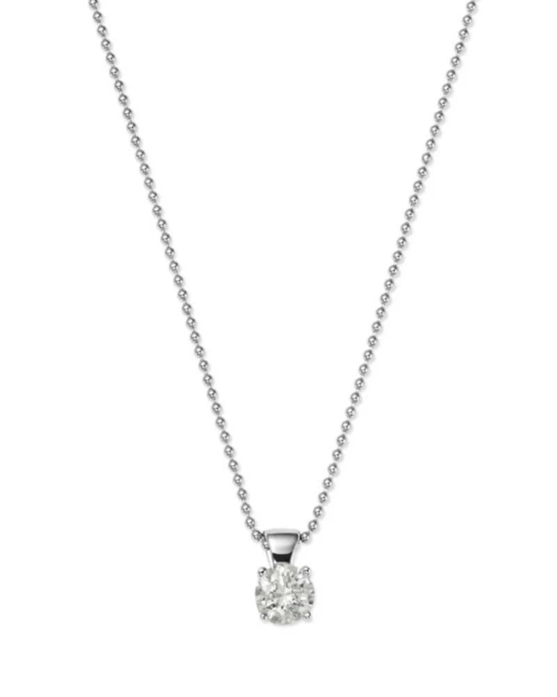 Diamond Solitaire Pendant 18K White Gold, 0.50-1.0. tcw