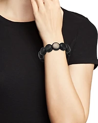 18K Rose Gold & Black Ceramic Dama Stretch Bracelet with Pavé Champagne Diamond Station