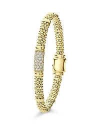 18K Yellow Gold Caviar Diamond Slim Station Bracelet