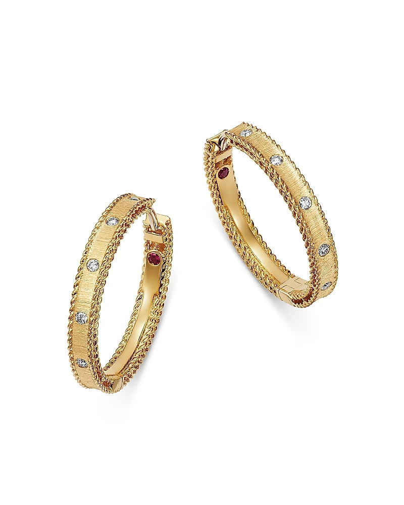 Roberto Coin 18K Yellow Gold Diamond Princess Diamond Hoop Earrings