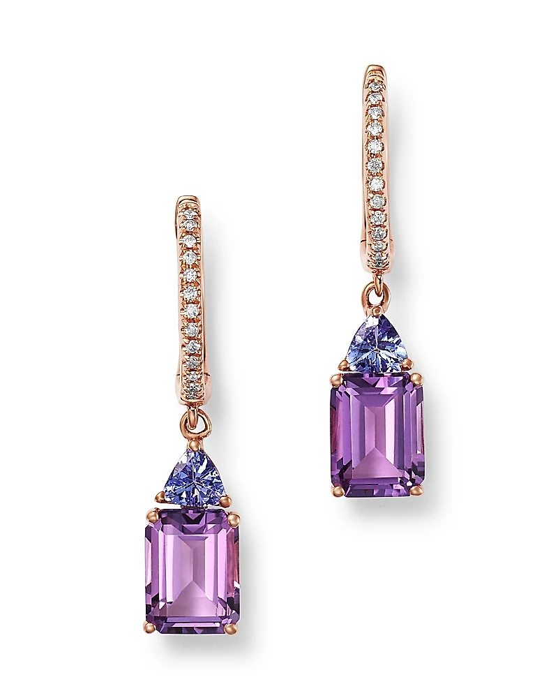 Bloomingdale's Fine Collection Amethyst, Tanzanite & Diamond Drop Earrings
