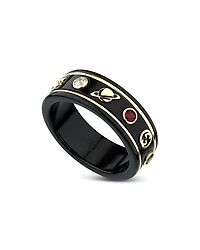 18K Yellow Gold & Black Corundum Topaz Thin Icon Band