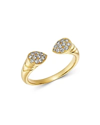 Pavé Diamond Open Ring in 14K Yellow Gold, 0.25 tcw
