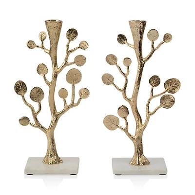Botanical Leaf Gold Candleholders