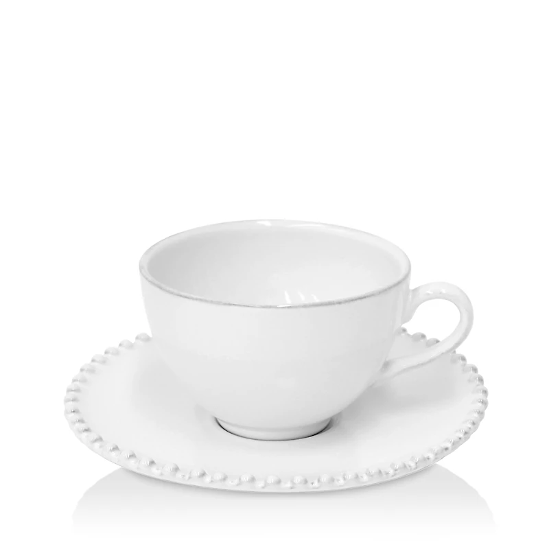 Costa Nova White Pearl Teacup & Saucer