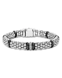 Lagos Sterling Silver Black Caviar Rope Bracelet with Diamonds & Black Ceramic