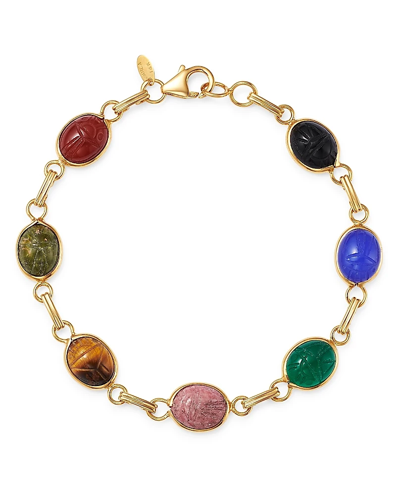 Bloomingdale's Fine Collection Multi-Stone Scarab Link Bracelet