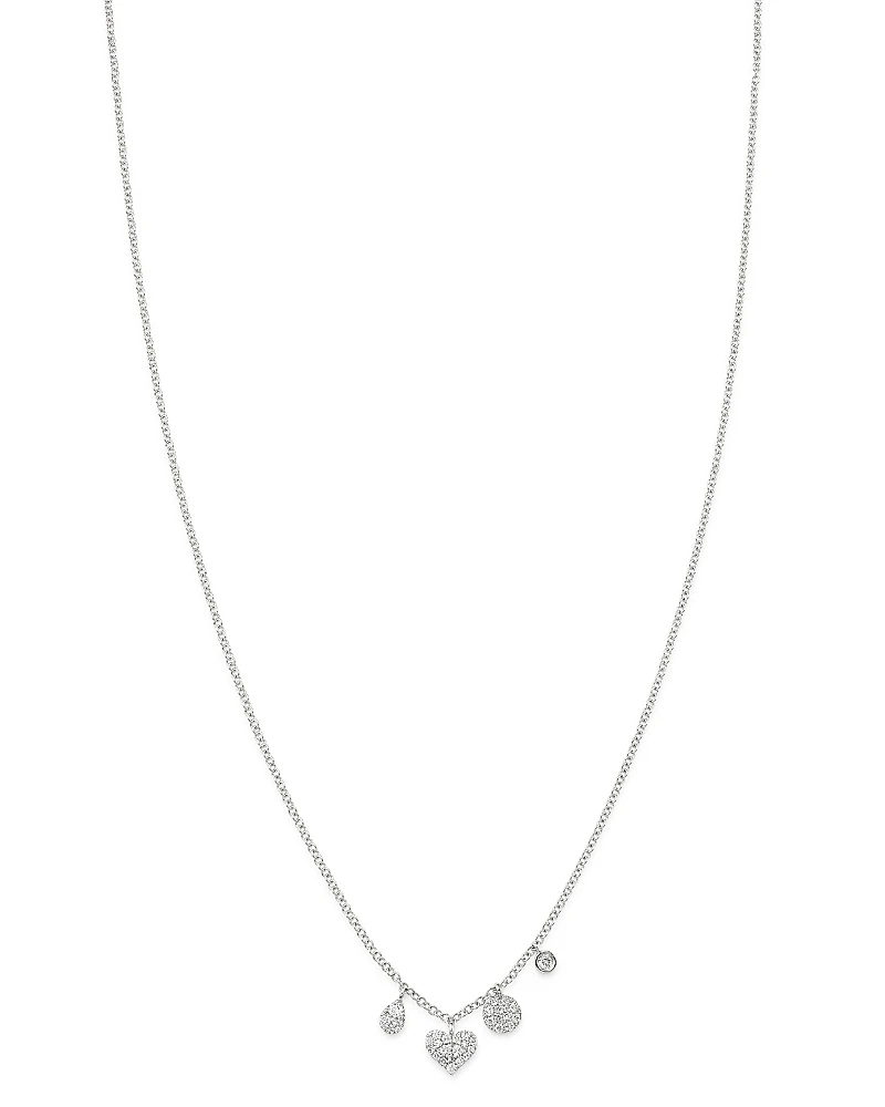 Meira T 14K White Gold Diamond Charm Necklace, 18