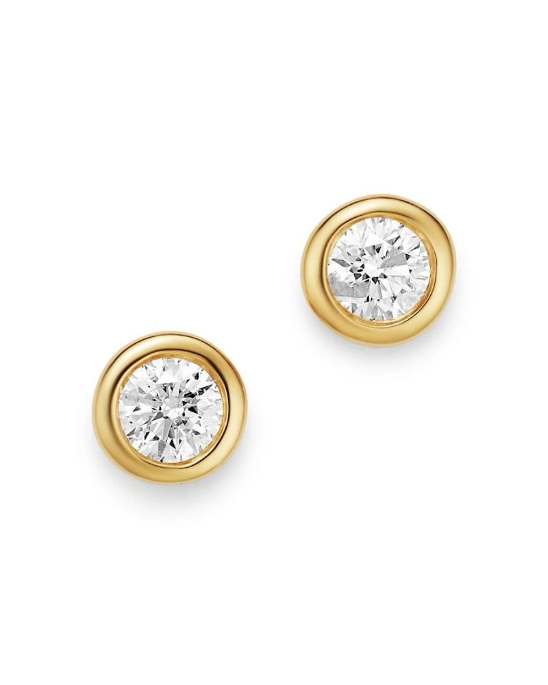 Diamond Bezel Stud Earrings 14K Yellow Gold, 0.20-1.0 tcw