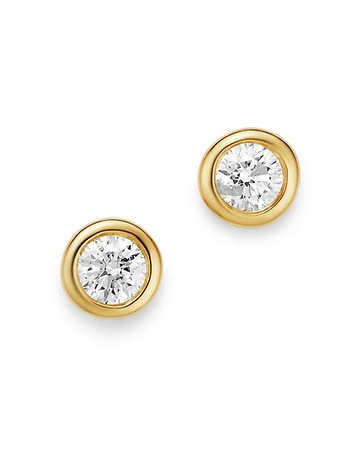 Diamond Bezel Stud Earrings 14K Yellow Gold, 0.20-1.0 tcw