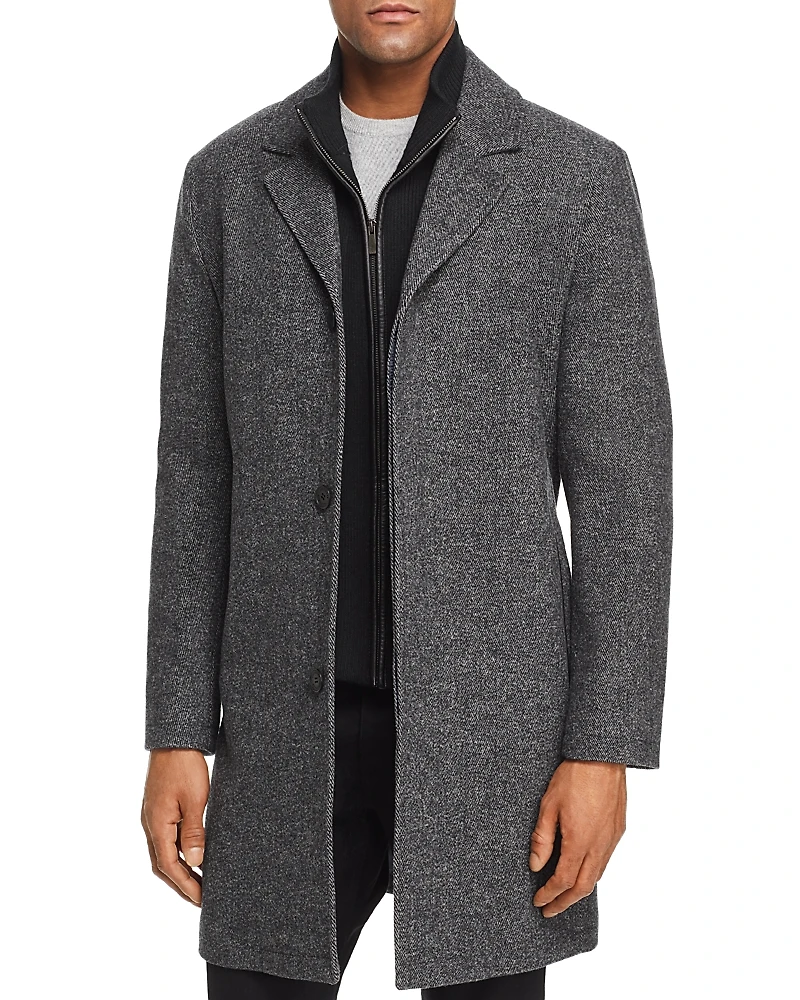 Cole Haan Sweater Bib Wool Blend Twill Coat