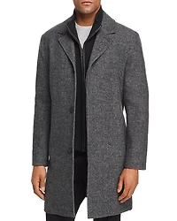 Cole Haan Sweater Bib Wool Blend Twill Coat