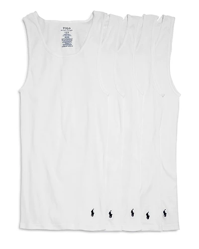 Polo Ralph Lauren Cotton Ribbed Classic Fit Tanks, Pack of 5