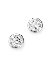 Diamond Bezel Set Stud Earrings 14K White Gold, 0.20-1.0 tcw