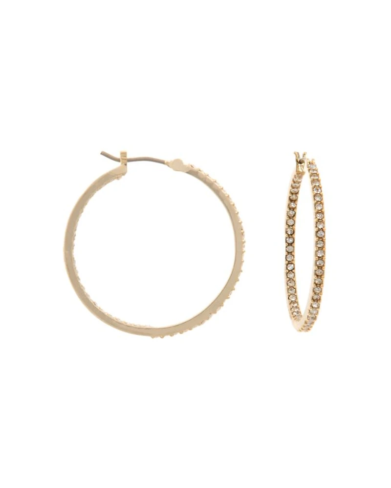 Pavé Small Gold-Tone Hoop Earrings