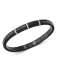 Roberto Demeglio 18K Rose Gold & Matte Black Ceramic Pura Champagne Diamond Stretch Bracelet