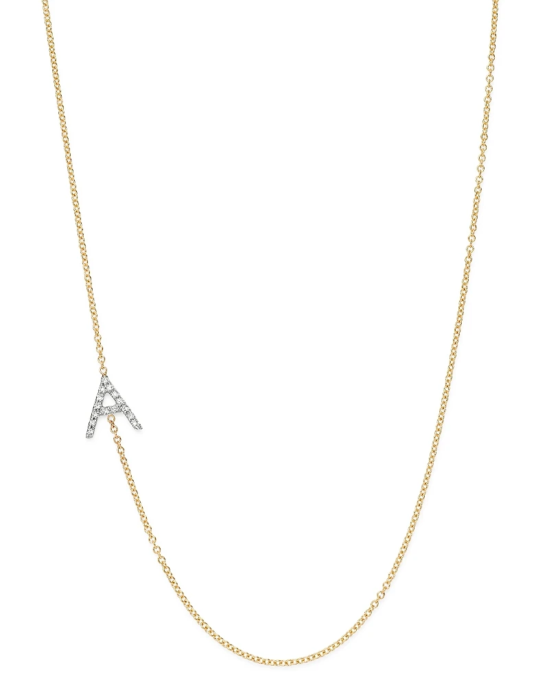 Zoe Lev 14K Yellow Gold Diamond Asymmetric Initial Necklace