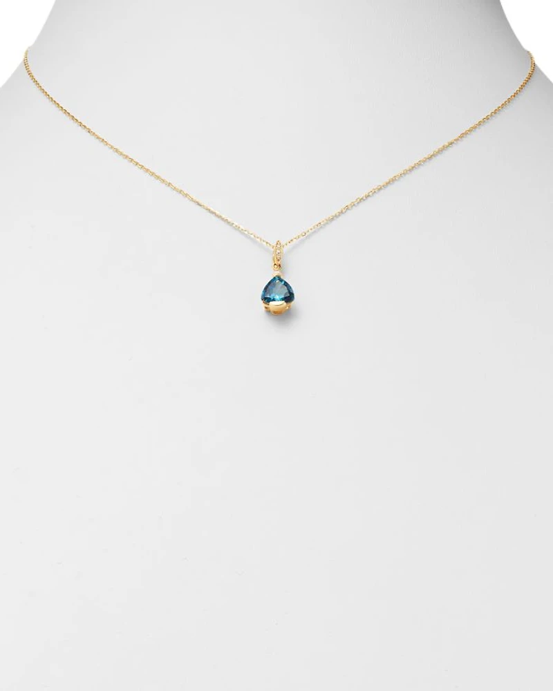 London Blue Topaz & Diamond-Accent Necklace in 14K Yellow Gold, 18"