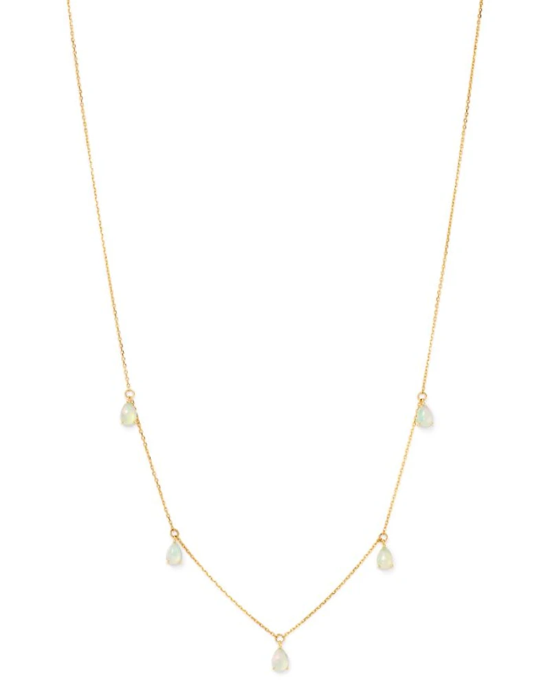 Opal Droplet Necklace in 14K Yellow Gold, 18"