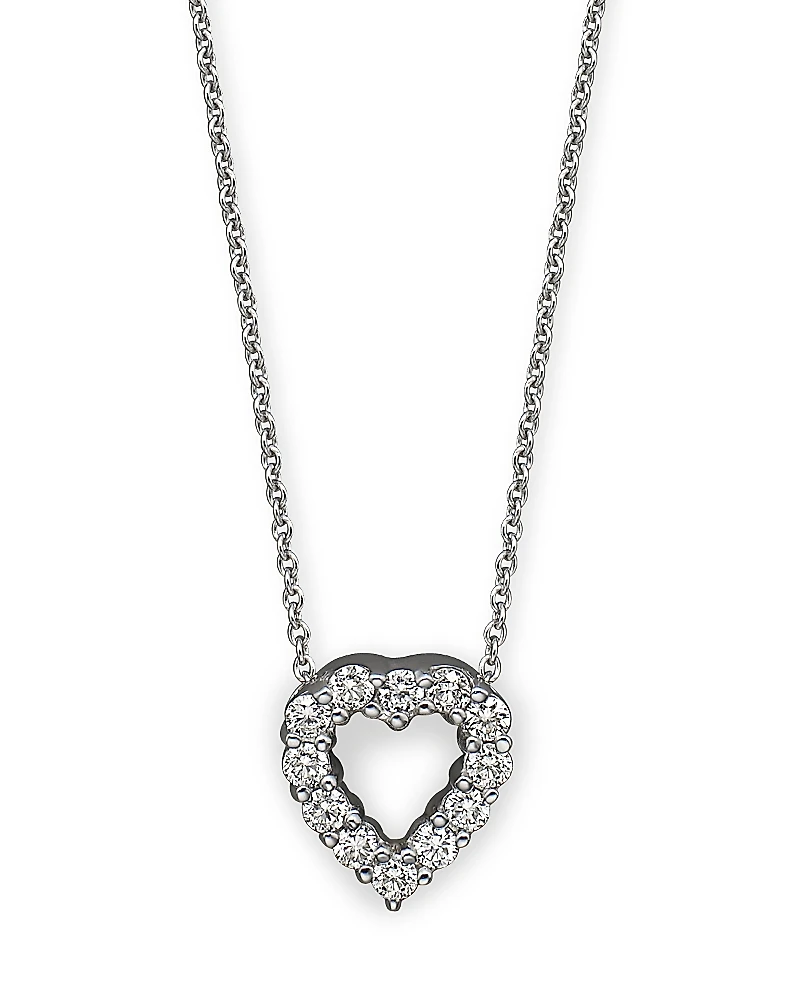 Roberto Coin 18K White Gold Baby Heart Pendant Necklace with Diamonds, 16