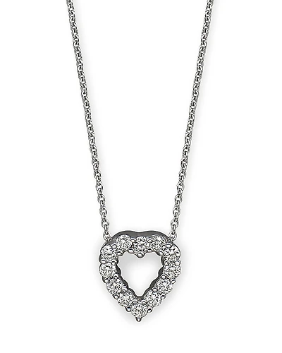 Roberto Coin 18K White Gold Baby Heart Pendant Necklace with Diamonds, 16