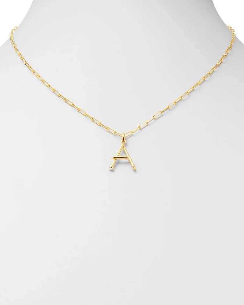 14K Yellow Gold Large Nail Initial Necklace, 18"
