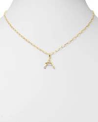 14K Yellow Gold Large Nail Initial Necklace, 18"