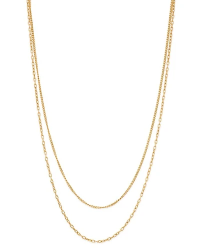 14K Yellow Gold Double Chain Necklace, 20"