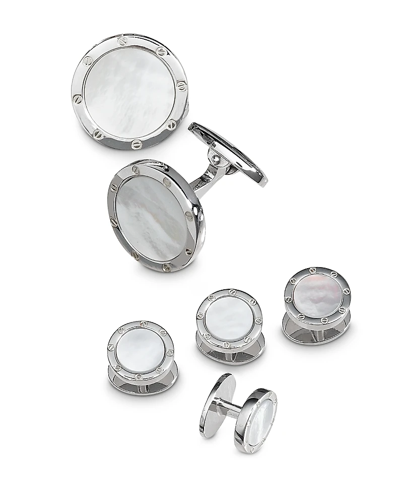 Jan Leslie Sterling Silver & Mother-of-Pearl Round Stud Set
