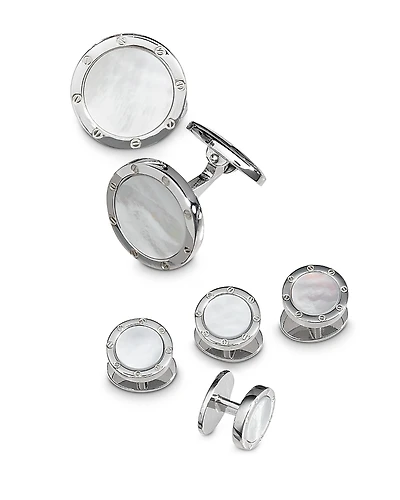 Jan Leslie Sterling Silver & Mother-of-Pearl Round Stud Set