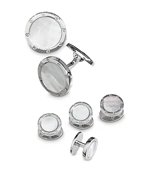 Jan Leslie Sterling Silver & Mother-of-Pearl Round Stud Set
