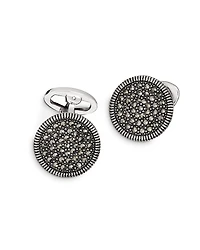 Jan Leslie Sterling Silver and Marcasite Coin-Edge Cufflinks