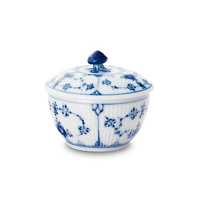 Royal Copenhagen Blue Fluted Plain Covered Sugar Bowl