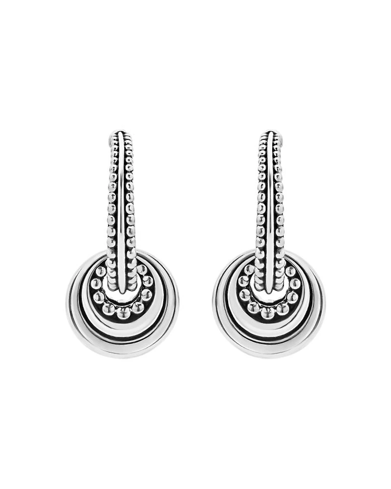 Sterling Silver Signature Caviar Fluted Disc Hoop Earrings