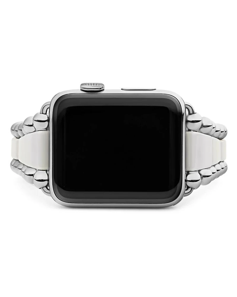 White Ceramic Smart Caviar Apple™ Watch Band, 38mm-42mm
