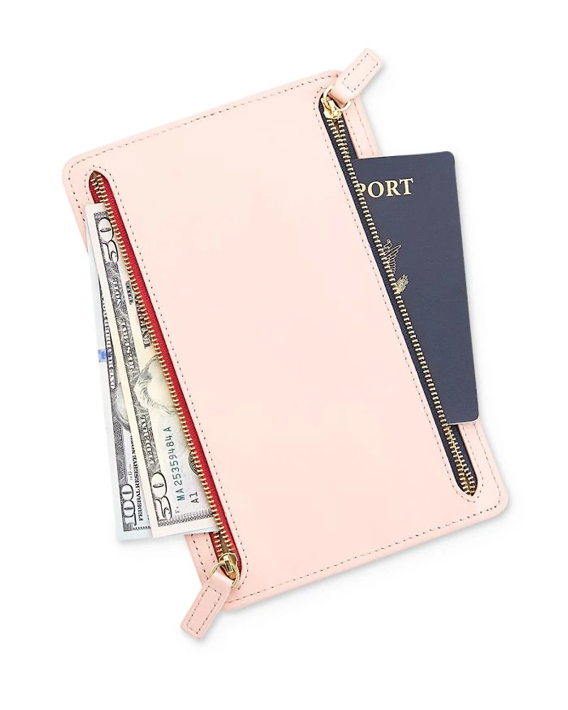 Leather RFID-Blocking Four Zip Organizer Travel Case