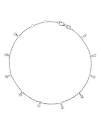 Diamond Bezel Droplet Ankle Bracelet in 14K White Gold