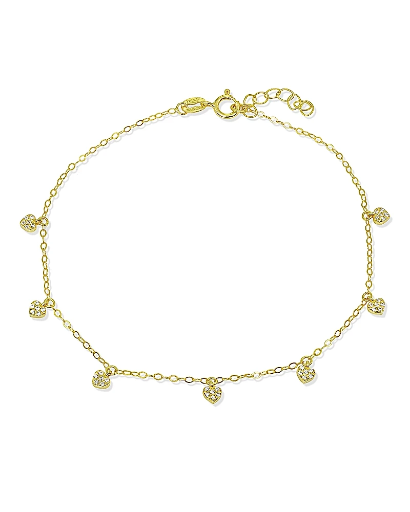 Aqua Pave Heart Charm Ankle Bracelet - Exclusive