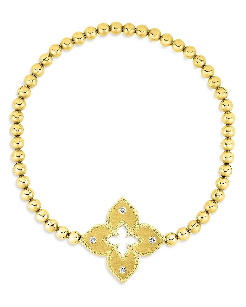 Roberto Coin 18K Yellow Gold Venetian Princess Diamond Large Flower Bracelet