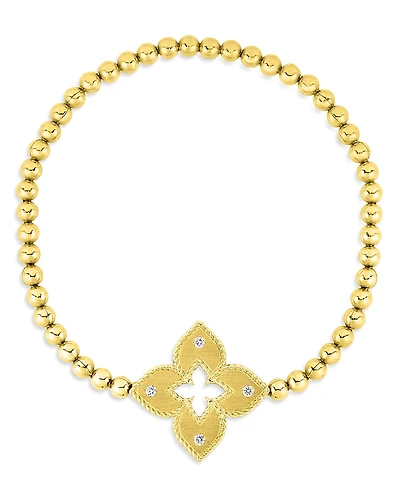 Roberto Coin 18K Yellow Gold Venetian Princess Diamond Large Flower Bracelet