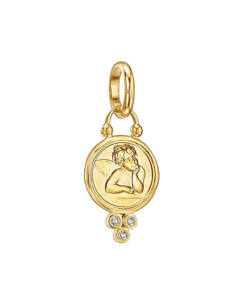 Temple St. Clair 18K Gold 10mm Angel Pendant with Diamonds