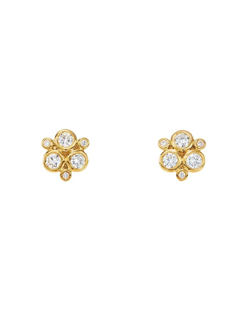 18K Yellow Gold Classic Trio Earrings with Diamonds