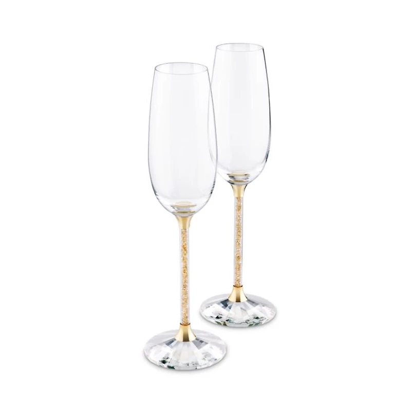 Crystalline Toasting Flutes, Gold Tone, Set of 2