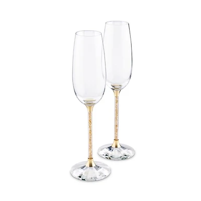 Crystalline Toasting Flutes, Gold Tone, Set of 2