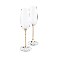 Crystalline Toasting Flutes, Gold Tone, Set of 2